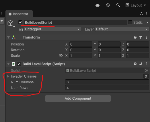 Nyt objekt med BuildLevelScript.