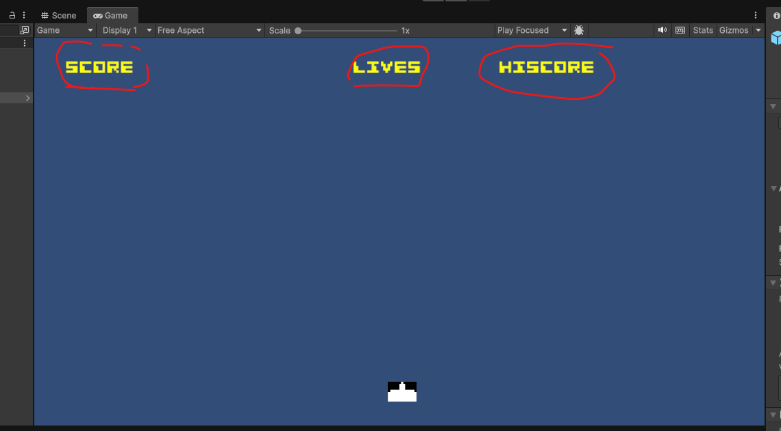 Scoreboard UI overlay i Scene-vinduet.