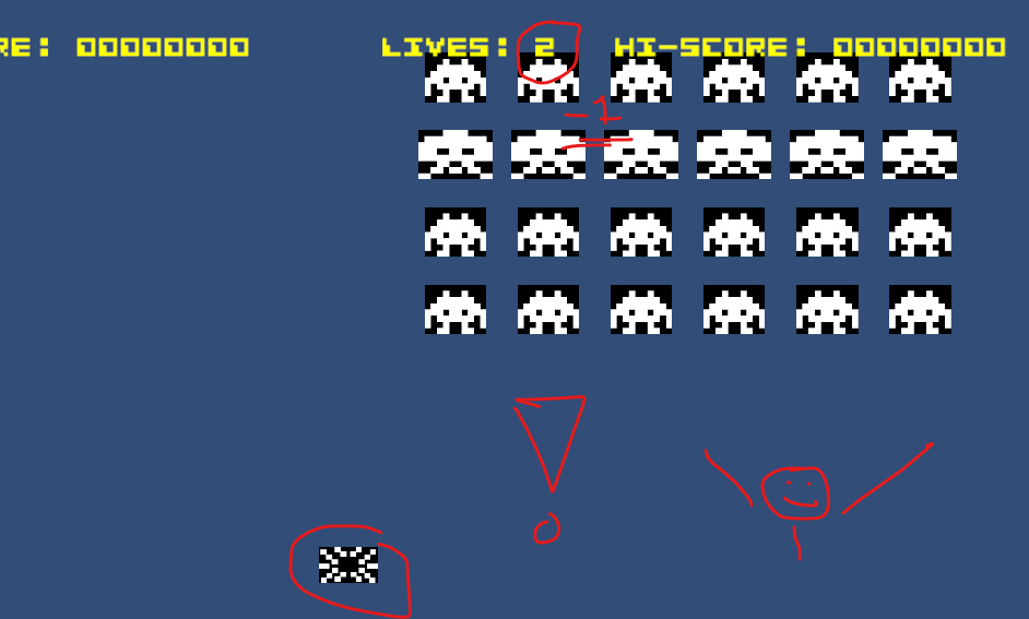 Spil kører, spaceship er ramt.